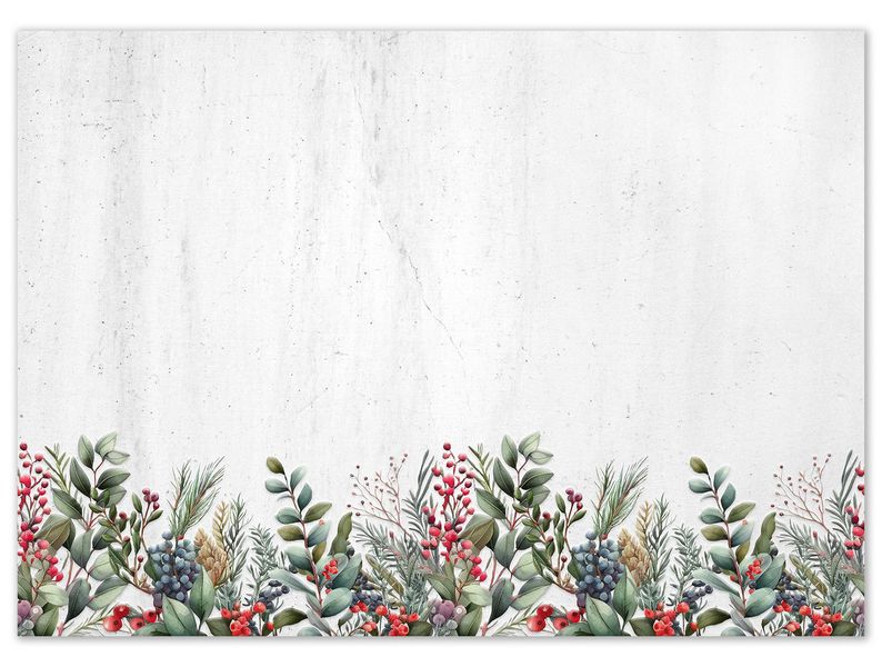 Disposable Paper Placemats: Festive Christmas Foliage