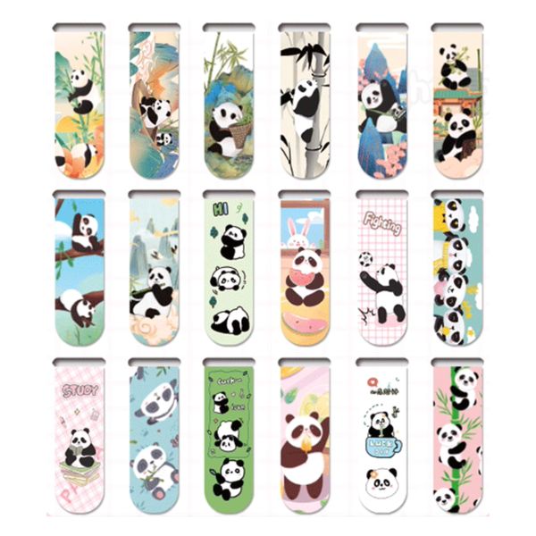 18-Piece Magnetic Bookmark Set, Cute Panda Designs