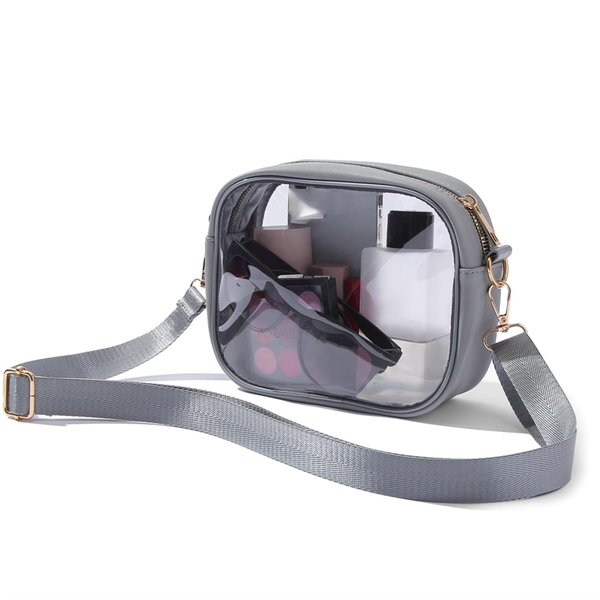 Clear Bag for Stadium Events Clear Crossbody Purse Gray