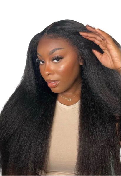 22inch Full Frontal Kinky straight Brazilian hair wig