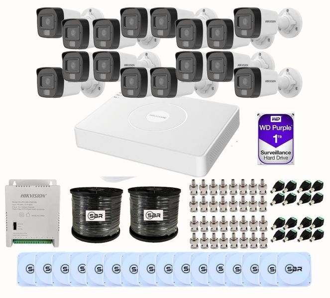 Hikvision 16CH Smart Hybrid Light Kit - 1TB - New SBR Bundle