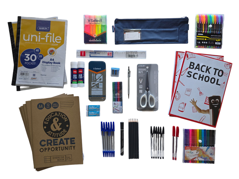 44-Piece School Stationery Set - Neutral Colors