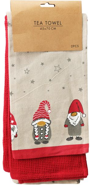 Set of 2 Christmas Kitchen Towels - 100% Cotton