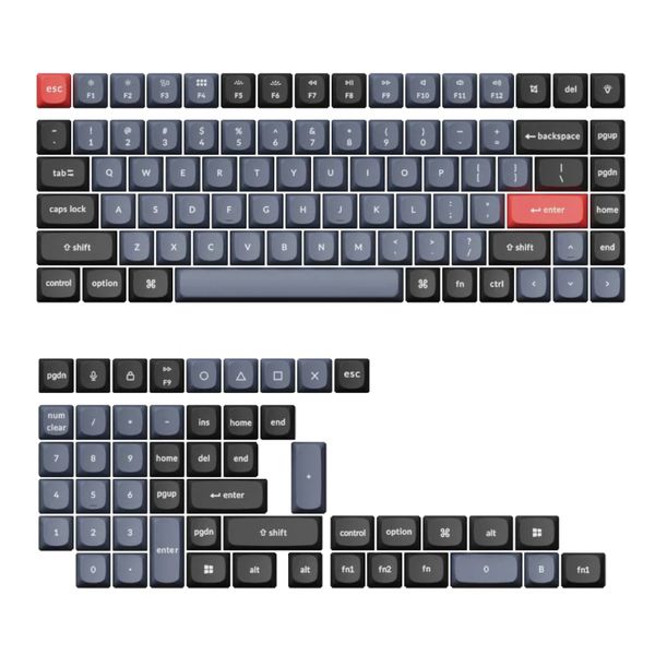 Keychron Full Set Keycap Double Shot Osa Black &amp; Grey