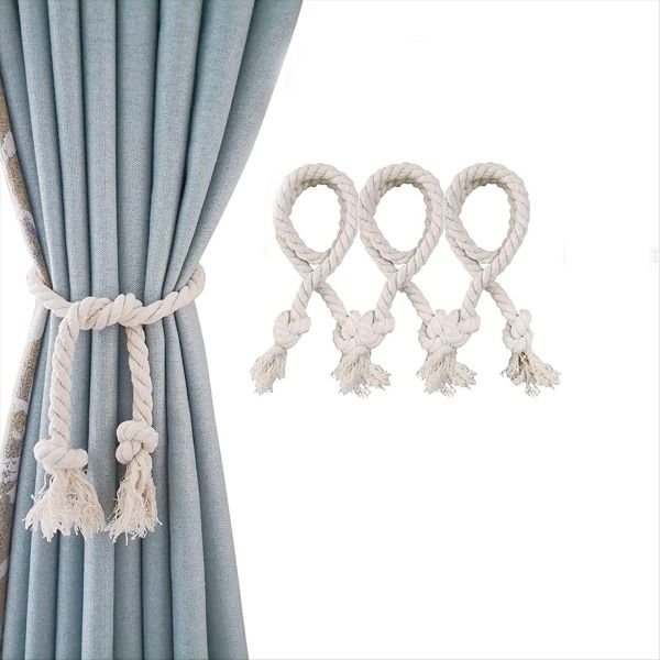 4pcs Curtain Rope Tiebacks, Curtain Rope Buckle, Handmade Curtain Holders,