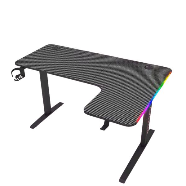 GameTech L- Shaped Gaming Desk with RGB LED Lights - Black (2200)