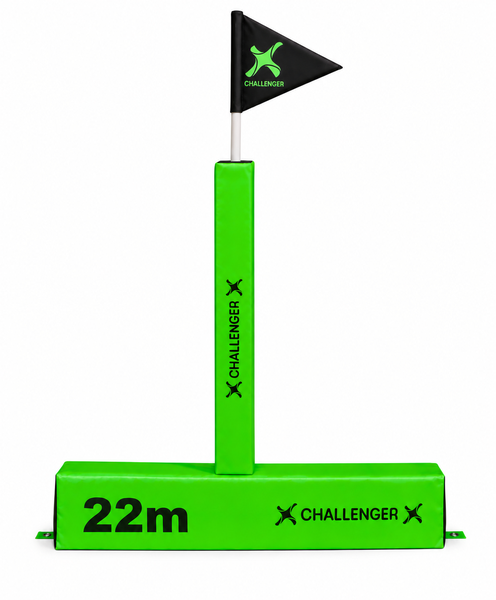 Rugby 22m Line Marker Wedge (800mm) incl 1m pc Post &amp; Flag - Challenger