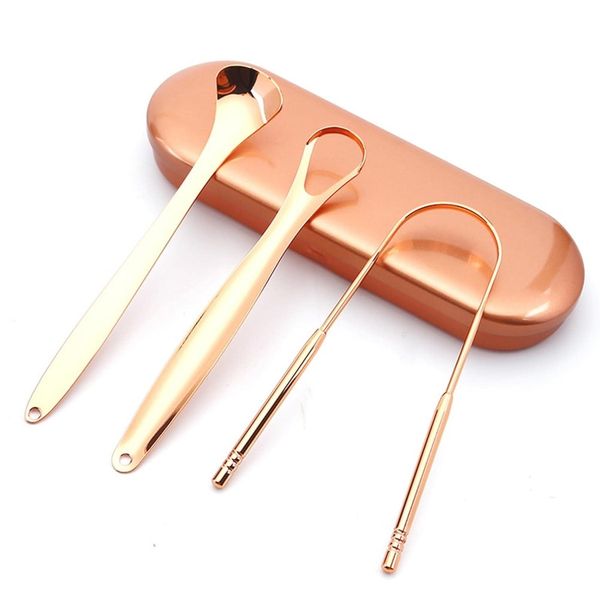 Tongue Scraper/ Cleaner Set for Fresh Breath - 3 Scrapers + Case