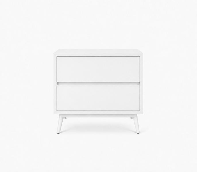 2 Drawer Nightstand - Modern Pedestal Bedside Table 50 x 40 x 52 cm White
