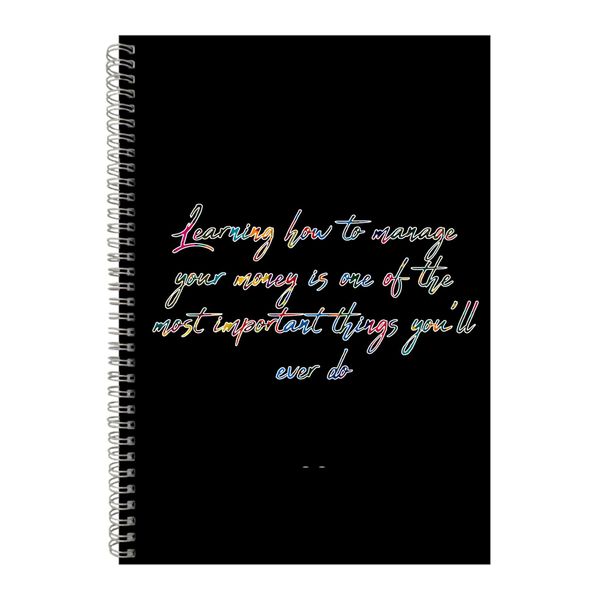 Money A4 Notebook Spiral Lined Motivational Saying Graphic Notepad Gift 204