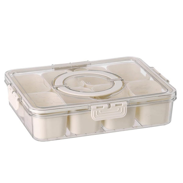 White Divided Storage Container with Lid and Handle - Portable and BPA Free