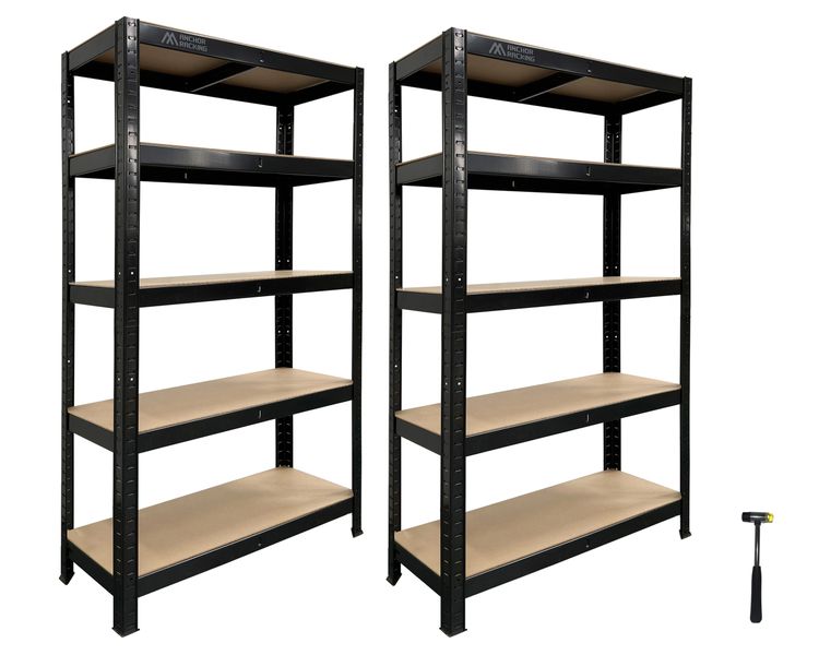 Anchor Racking 5 Tier Shelving 200Kg Anti Rust MDF 2x 150x75x30 + Hammer