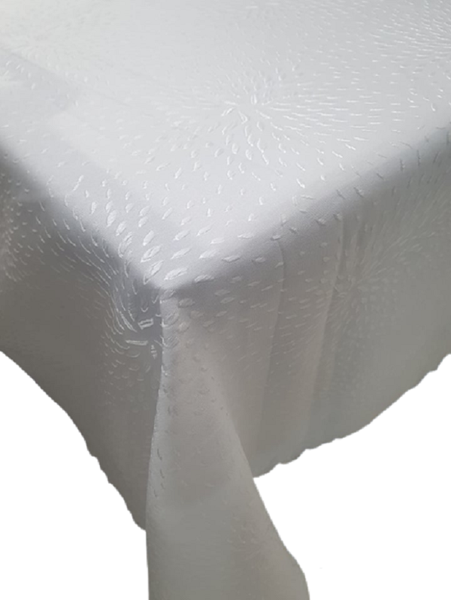 Tablecloth Rectangular Edge Design - White