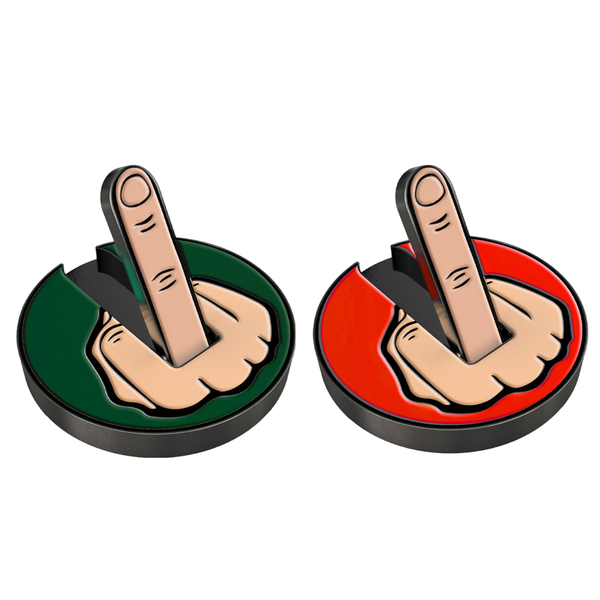 Middle Finger Golf Ball Marker - Alignment Ball Mark Cap - 2 Piece