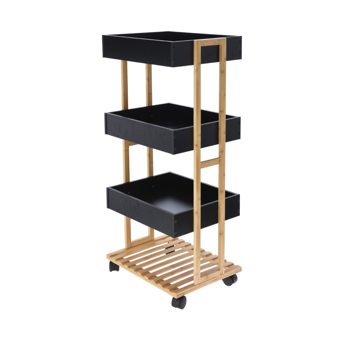 Storage Solutions Natural Wood 4 Tier Trolley