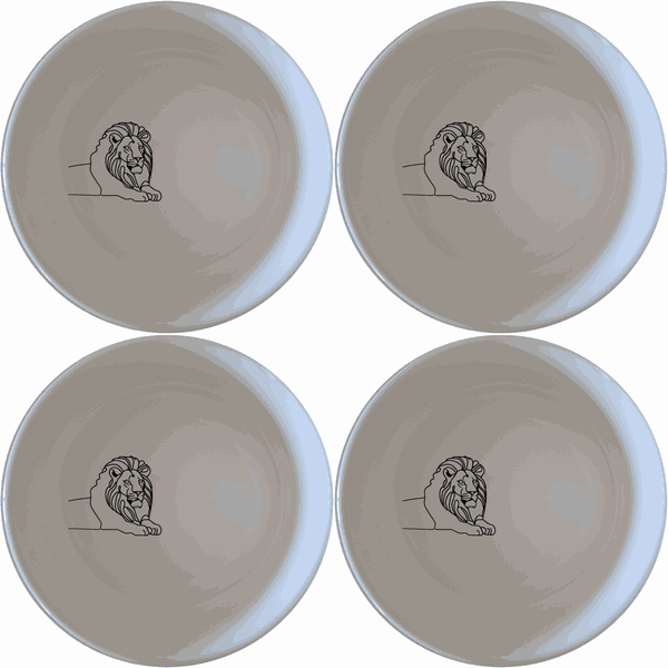 African Lion Silhouette Bowl Set of 4 - Range 3