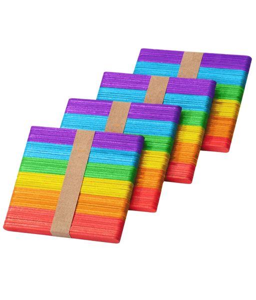Colored Popsicle Sticks, Wooden Rainbow Colored Popsicle Sticks for Crafts