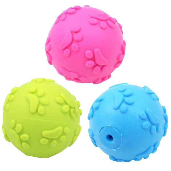 TPR Squeaky Dog Ball, Chew &amp; Teeth Cleaning, Floating Training Toy, 3 Pack