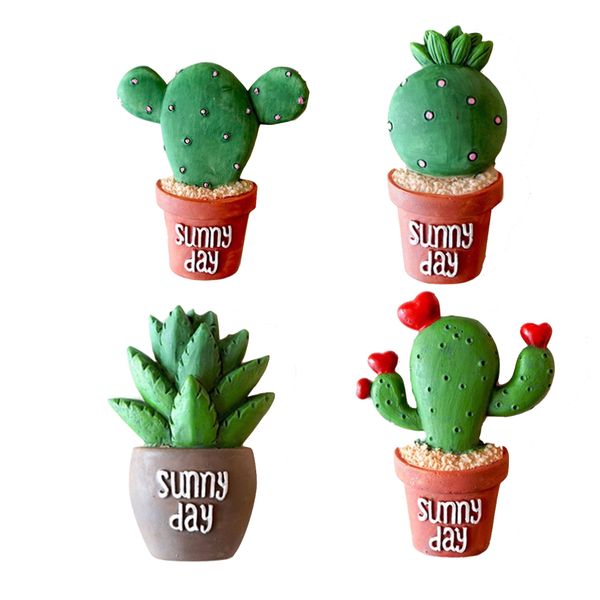 Home Kitchen Decor Cactus Plant Fridge Magnet set of 4 (6.5 cm)