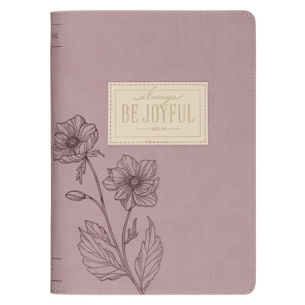 Faux Leather Journal with Zipped Closure - Always Be Joyful - Dusty Mauve