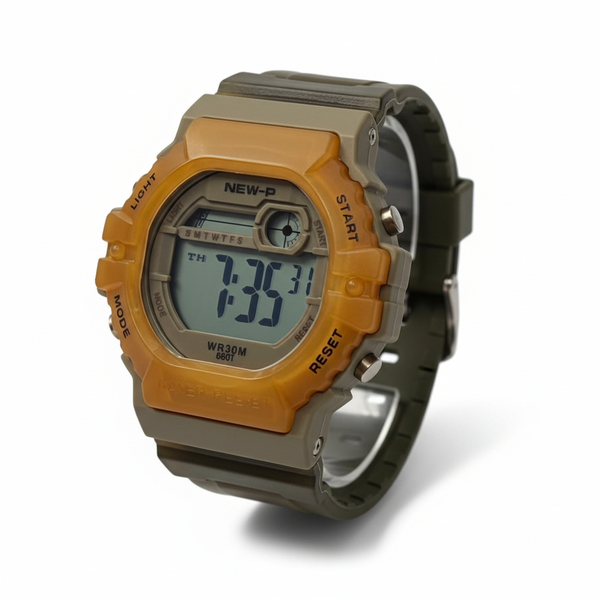 Kids Digital Watch 660T - Orange/Brown with Brown Strap