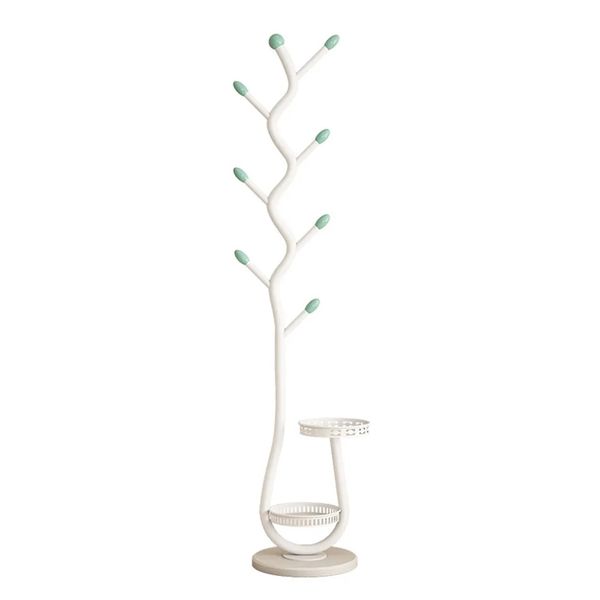 Decor Hat Stand Coat Hook Metal Clothes Rack With Storage Trays -168cm