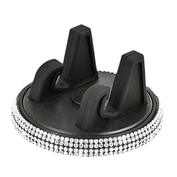 Rhinestone Car Phone Mount, Black Dashboard Holder with Bling Design