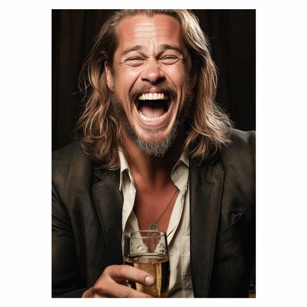Brad Pitt Long Hair Portrait - A1 Poster