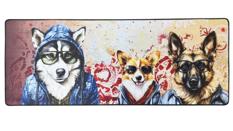 Versatile Desk/Kitchen/Bar Mat - Amused Friendly Dogs