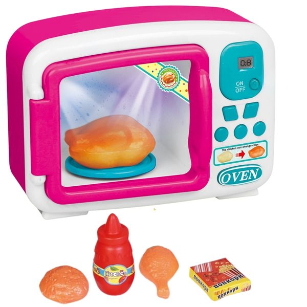 Electric Microwave Toy - Pretend Kitchen Food Playset - Toys for Toddlers