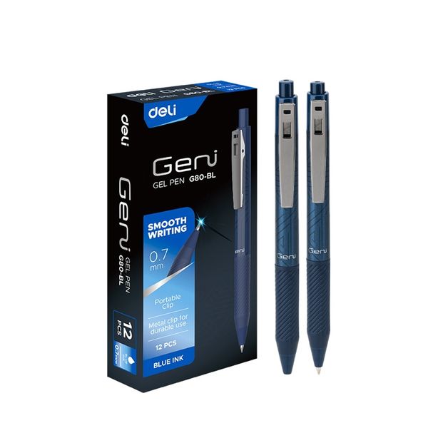 Deli GENI Retractable Gel Pen 0.7mm Blue 12PCS