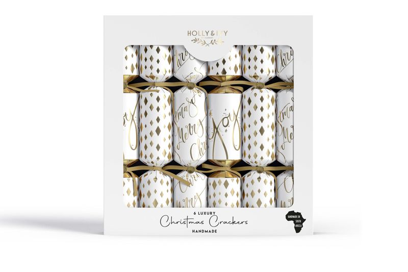 Holly &amp; Ivy Christmas Crackers - Luxury Gold Foil Type &amp; Patterns