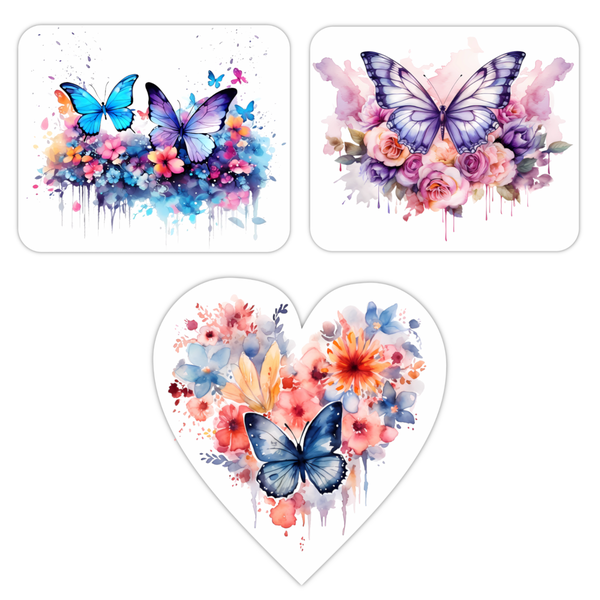 TrendSpire Butterflies In Messy Watercolour Vinyl Stickers (Colour)
