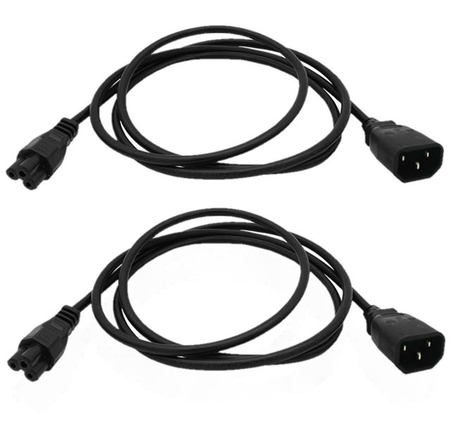 Male IEC To Clover Cable 1.8m - Electric Cord / Lead (2 PACK) IEC-C