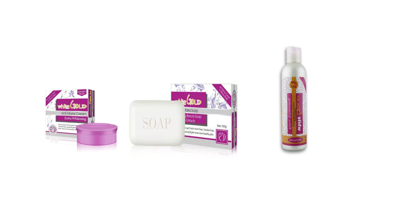 White Gold Anti-Marks Cream, Soap and Moisturizing Lotion