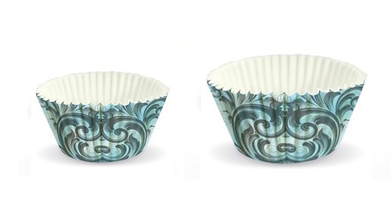 132 x Mixed Medium &amp; Large Blue Rococo Cupcake Muffin Baking Cases Holders