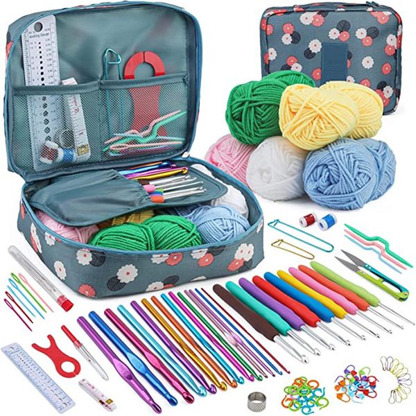 107Pcs Crochet Knitting Kit Crocheting Craft DIY Beginner Crochet Hook Set