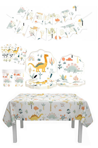 Birthday Party Table setting DIY Decoration Set - Boho Dinosaur