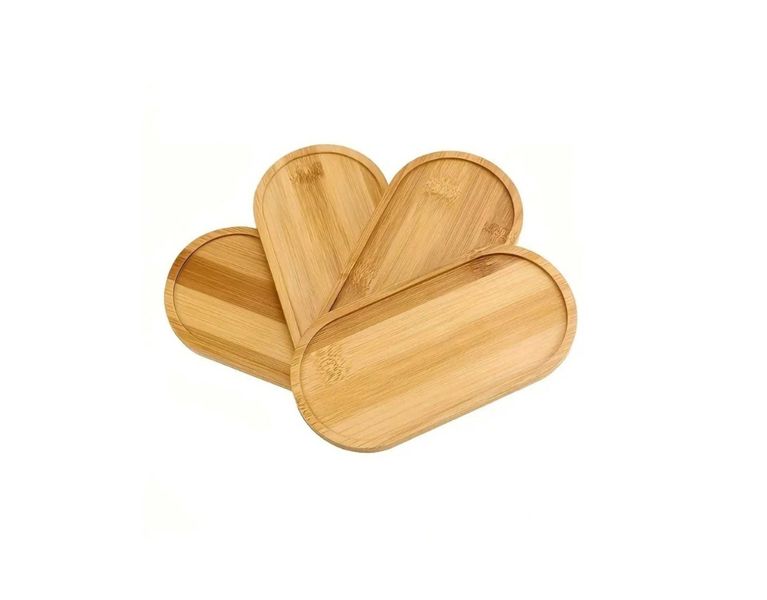 Bamboo Oval Flower Drip Tray - Set of 4