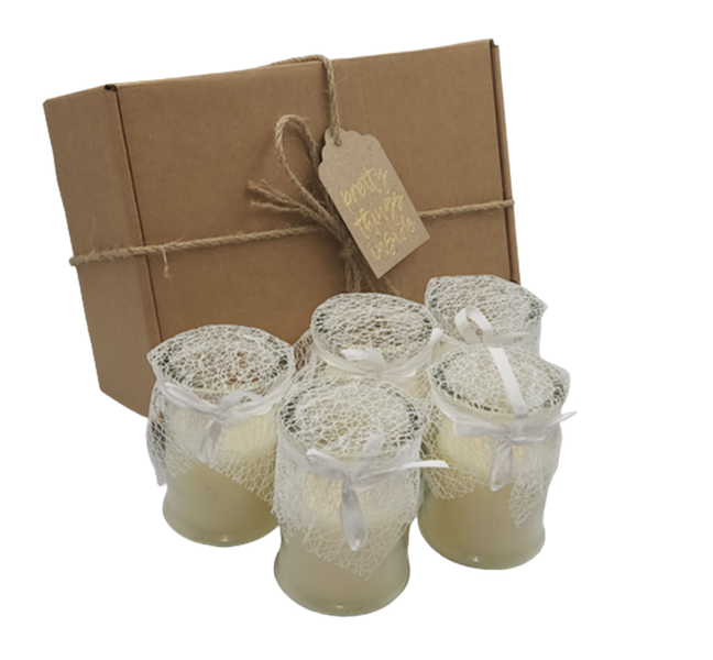 Pretty Glass Candle Gift Box 5 pack Large