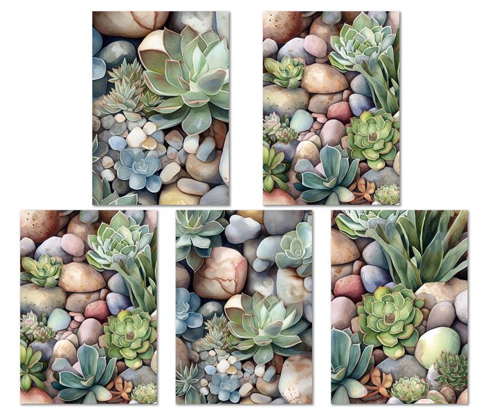 Greeting Cards: Succulent Desert Rose Garden (5 Pack)