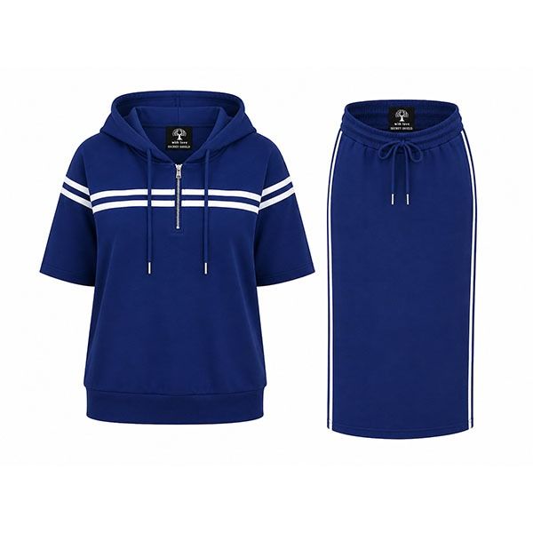 Secret Shield Royal Blue Luxe Hooded Skirt Set 100% Cotton