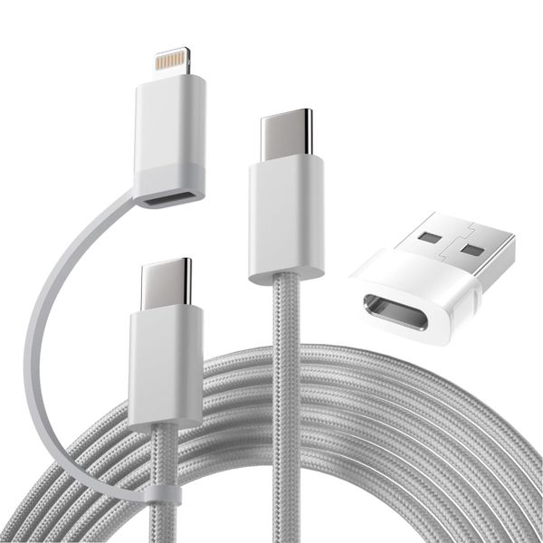 2-in-1 USB-C to Lightning &amp; USB-C Cable with USB-A OTG Adapter