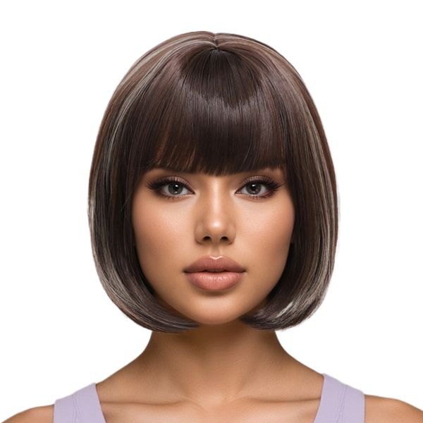 New Short Straight Hair, European and American Chemical Fiber Wig