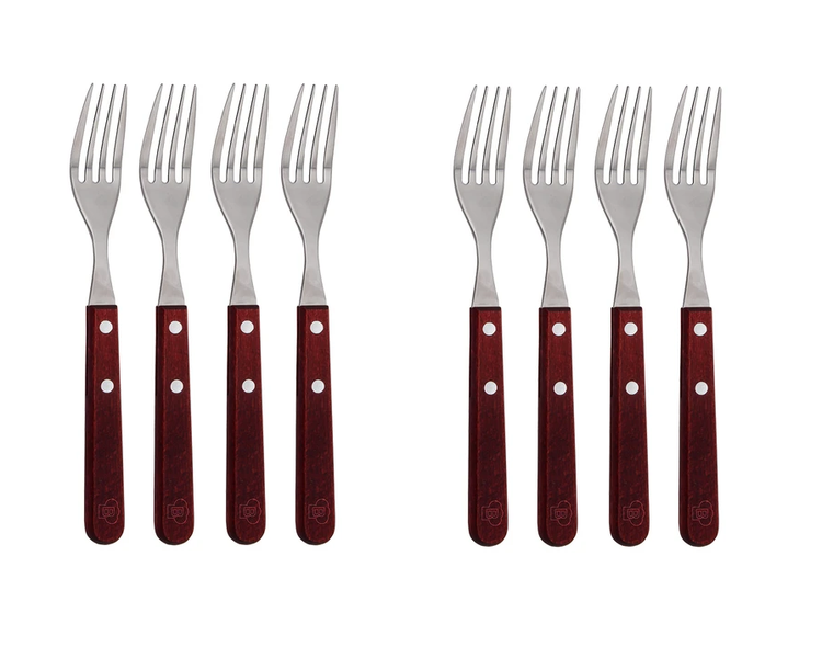 Blaumann 4 Piece Stainless Steel Folk Set with Wood Handles - Set of 2