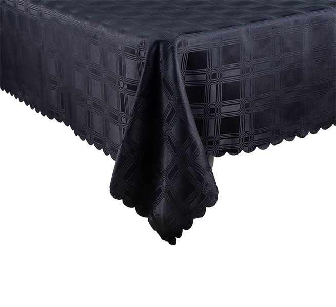 Elegant Table Cloth Block Design Print 1.5m X 2.5m - Black