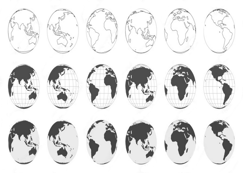 Wall Art Canvas - Hemispheres and Globes with World Map