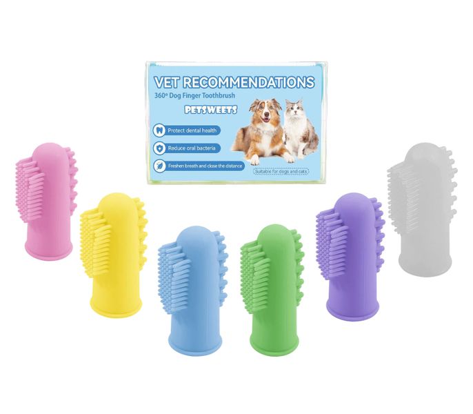 6 Pcs Dog Finger Toothbrush Silicone Pet Finger Toothbrush for Dog and Cat
