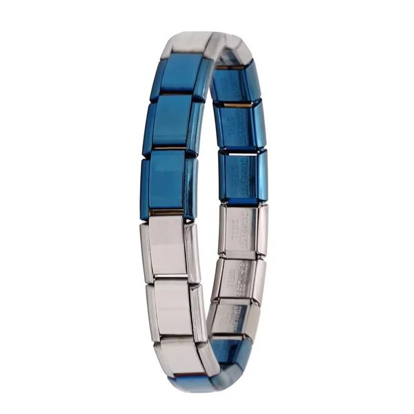 Charm 18 Inter-Link Bracelet Silver Blue and Shiny - 9mm