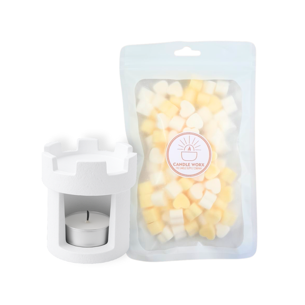 Lemongrass Heart Shaped Wax Melts and Castle Wax Melter Set